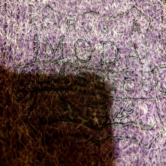 💜Awesome RARE 80's Authentic Purple & Black Mohair Longline Tunic Cardigan - L - Picture 11 of 16